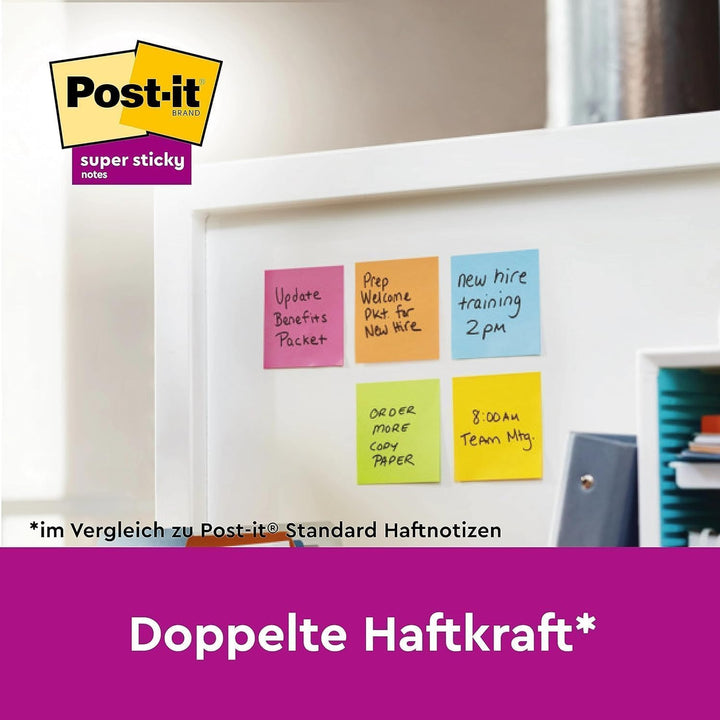 Post-it Super Sticky Notes, Packung mit 24 Blöcken, 90 Blatt pro Block, 76 mm x 76 mm, Farben: Grün,