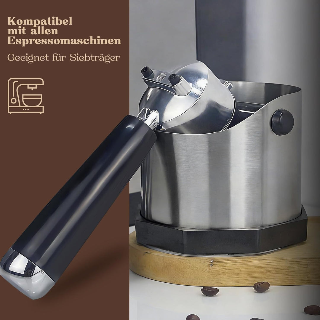 Abklopfbehälter für Siebträger aus Edelstahl, 1,6 L Professionelle Espresso Knock Box mit abnehmbare