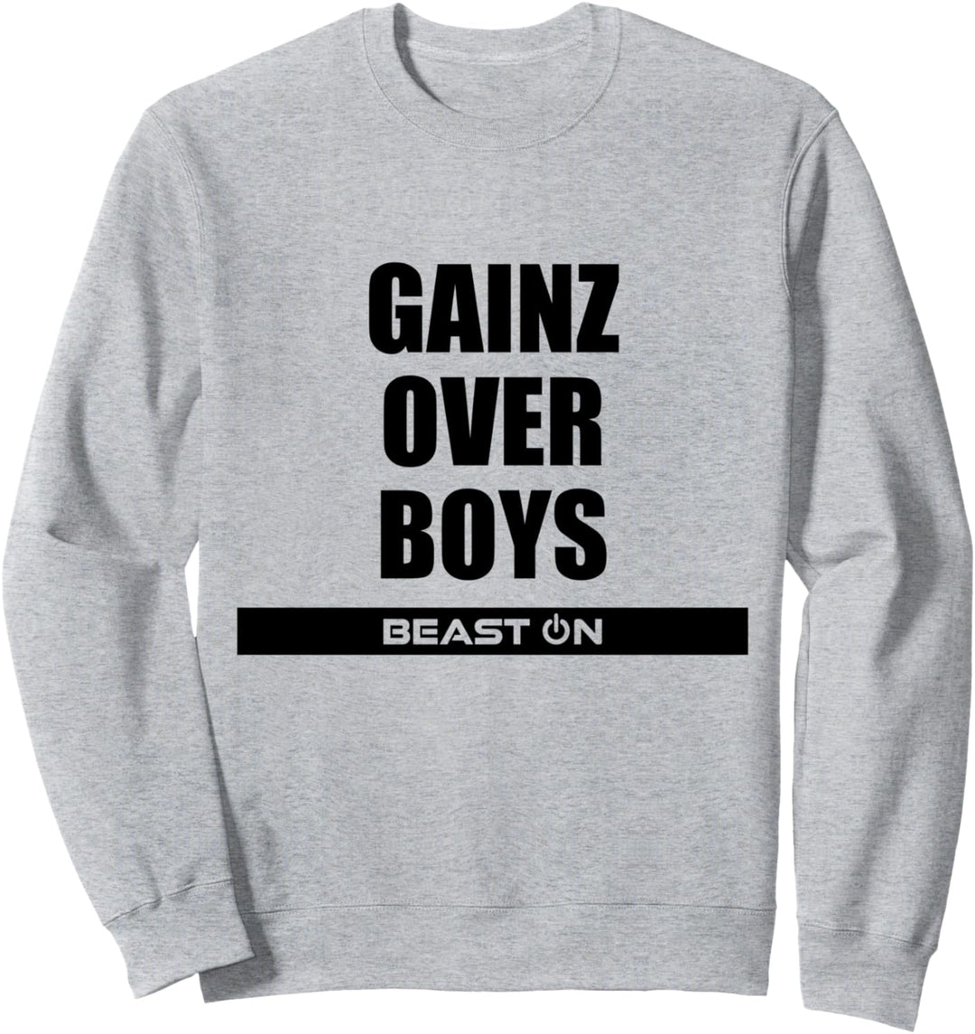 Gains Gainz over Boys Fitness Gym Motivation Sprüche Sweatshirt