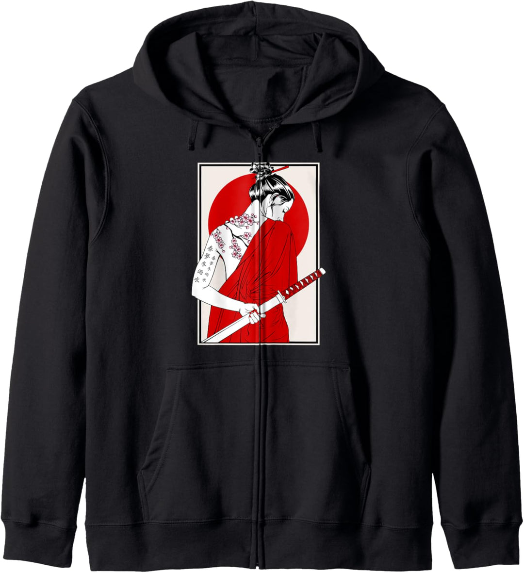 Japanische Samurai-Kultur-Landschaft, Vintage, Sakura, Kirschspass Kapuzenjacke