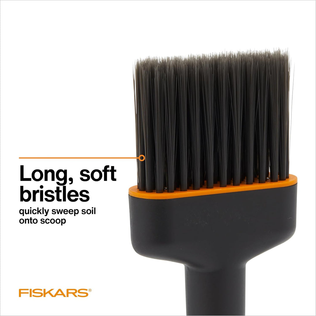 Fiskars Pflanzerde Schaufel und Bürste Set Gartenwerkzeug für Indoor-Gartenarbeit, Durcheinander zum