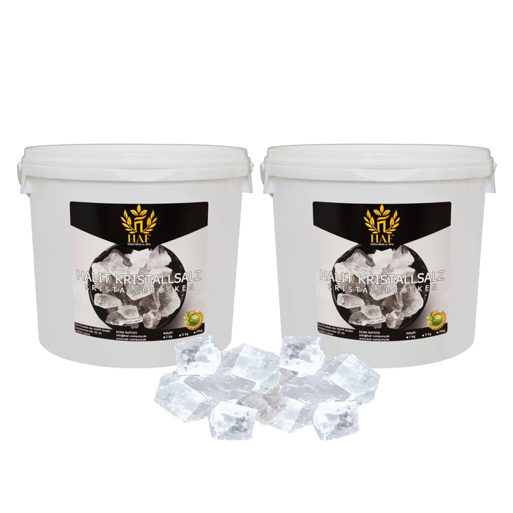 HAF® Weisse Halit Salzbrocken 10 kg | Grobe Steinsalz Brocken ohne Zusätze und naturbelassen aus der