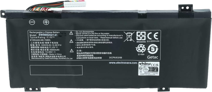 vhbw Akku kompatibel mit Mechrevo Z2 Air Notebook (4000mAh, 11,4V, Li-Polymer)