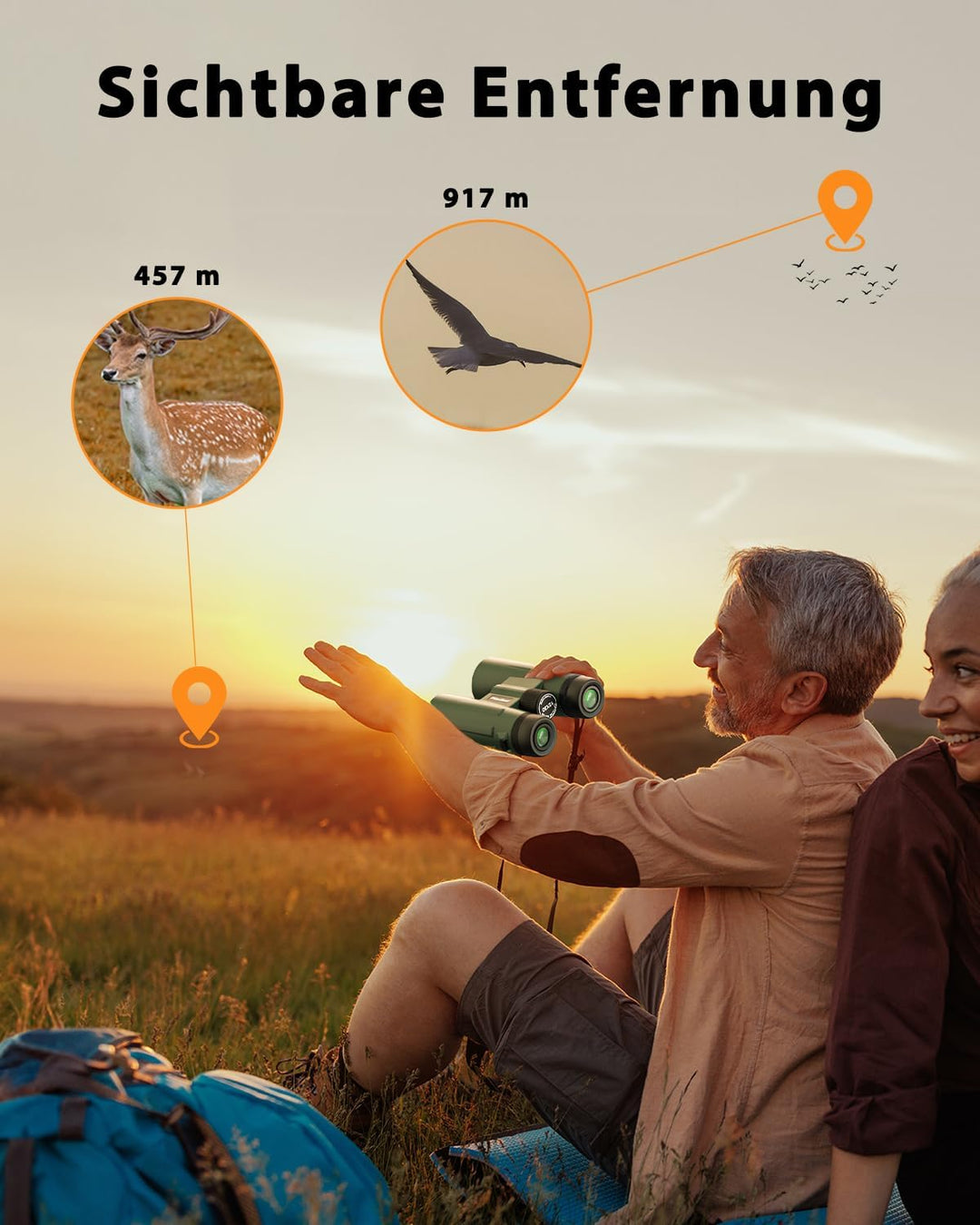 Usogood 12x50 Binoculars Professional mit GrossEr Reichweite Fernglas Erwachsene – Bak4-Prisma und L