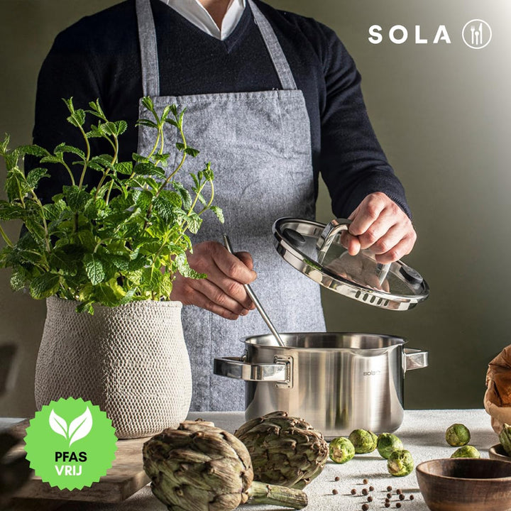 Sola Juvia Signature Topfset Induktion - 5-Teilig, Kochtopf set mit Deckel - 18/10 Silberweissem Ede