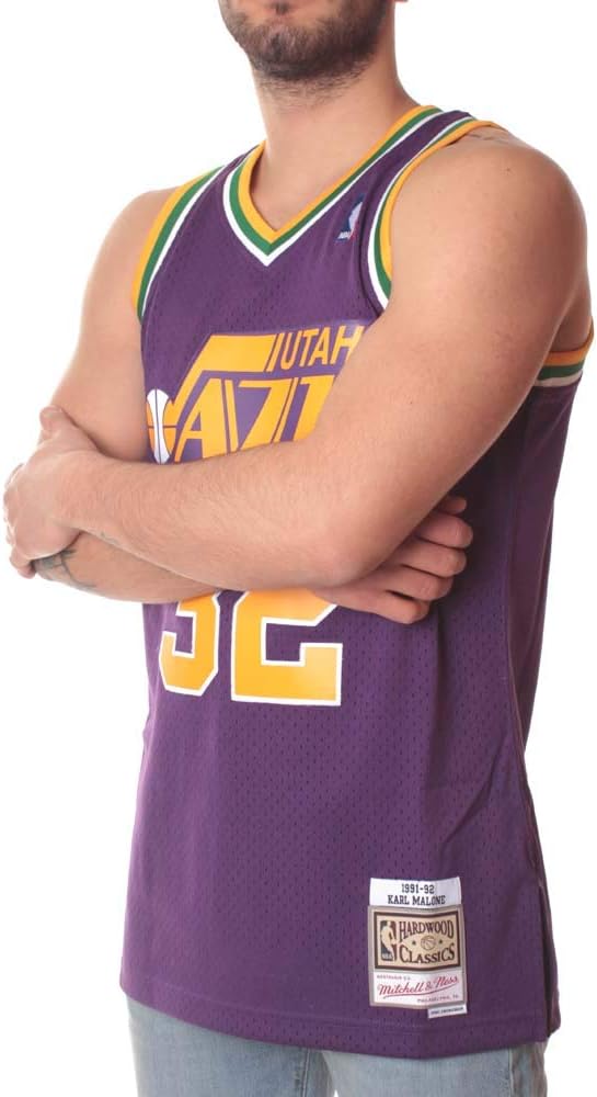 Mitchell & Ness Karl Malone #32 Utah Jazz 1996-97 Swingman NBA Trikot Lila, S