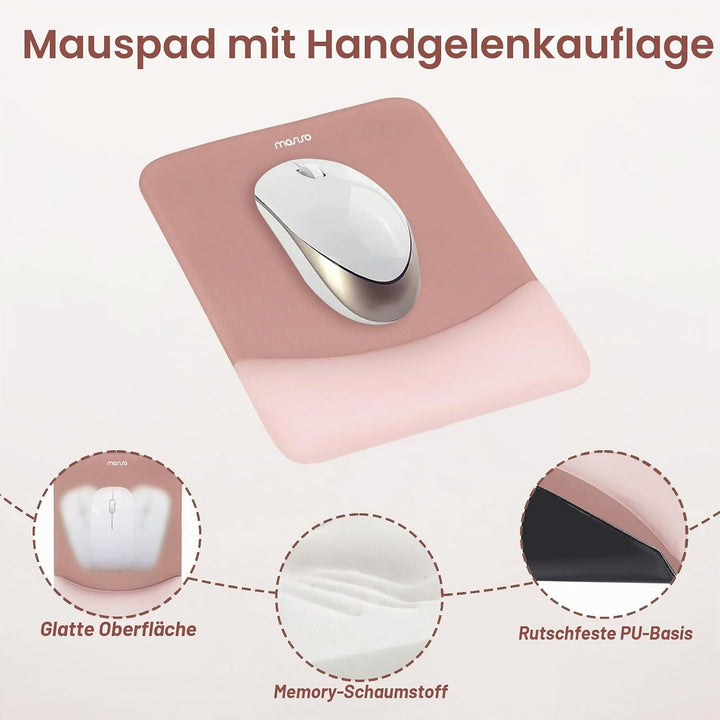 MOSISO Handgelenkstütze für Mauspad&Tastatur Set, Rechteckig Ergonomisch Mauspad Rutschfest Basis Ho