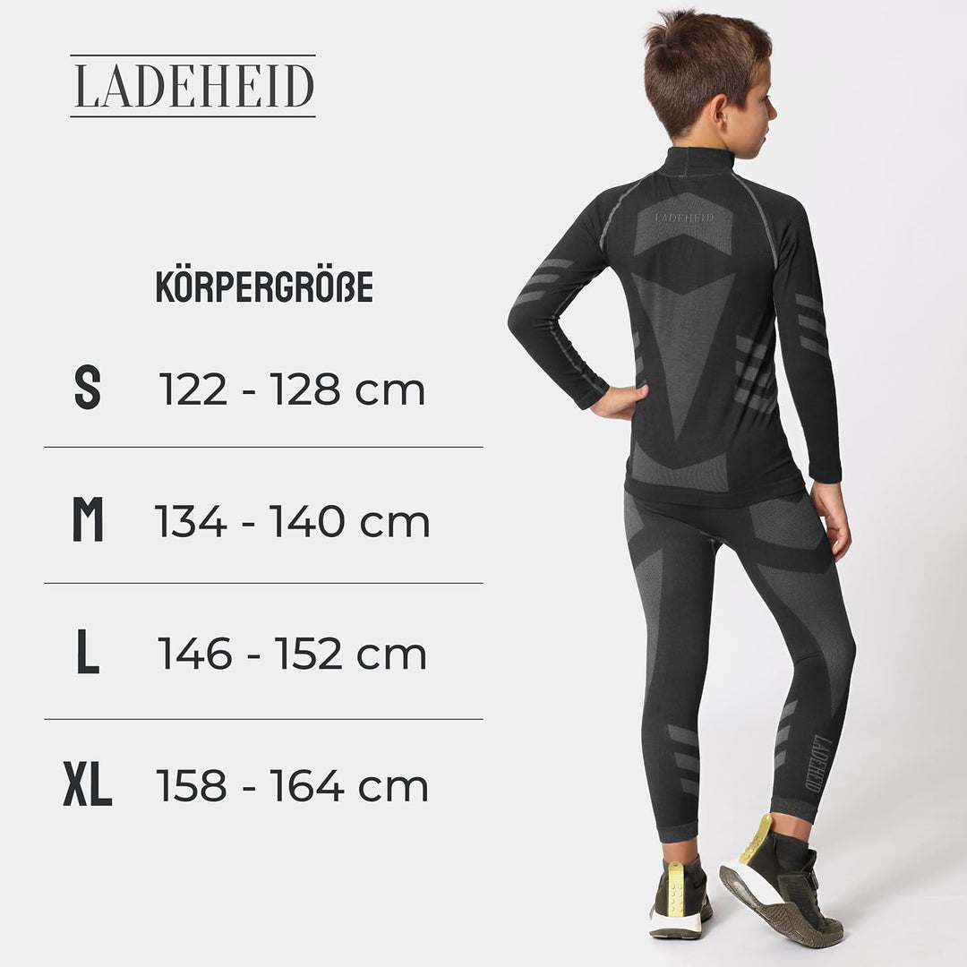Ladeheid Skiunterwäsche Kinder Funktionsunterwäsche Set Langarm Shirt Lange Unterhose Thermoaktiv LA