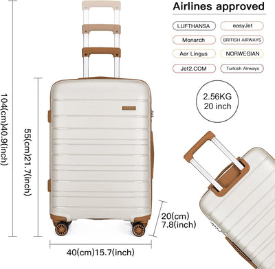 KONO Carry On Luggage Handgepäck Koffer Trolleys Klein Reisekoffer mit Rollen und TSA Schloss, 55cm