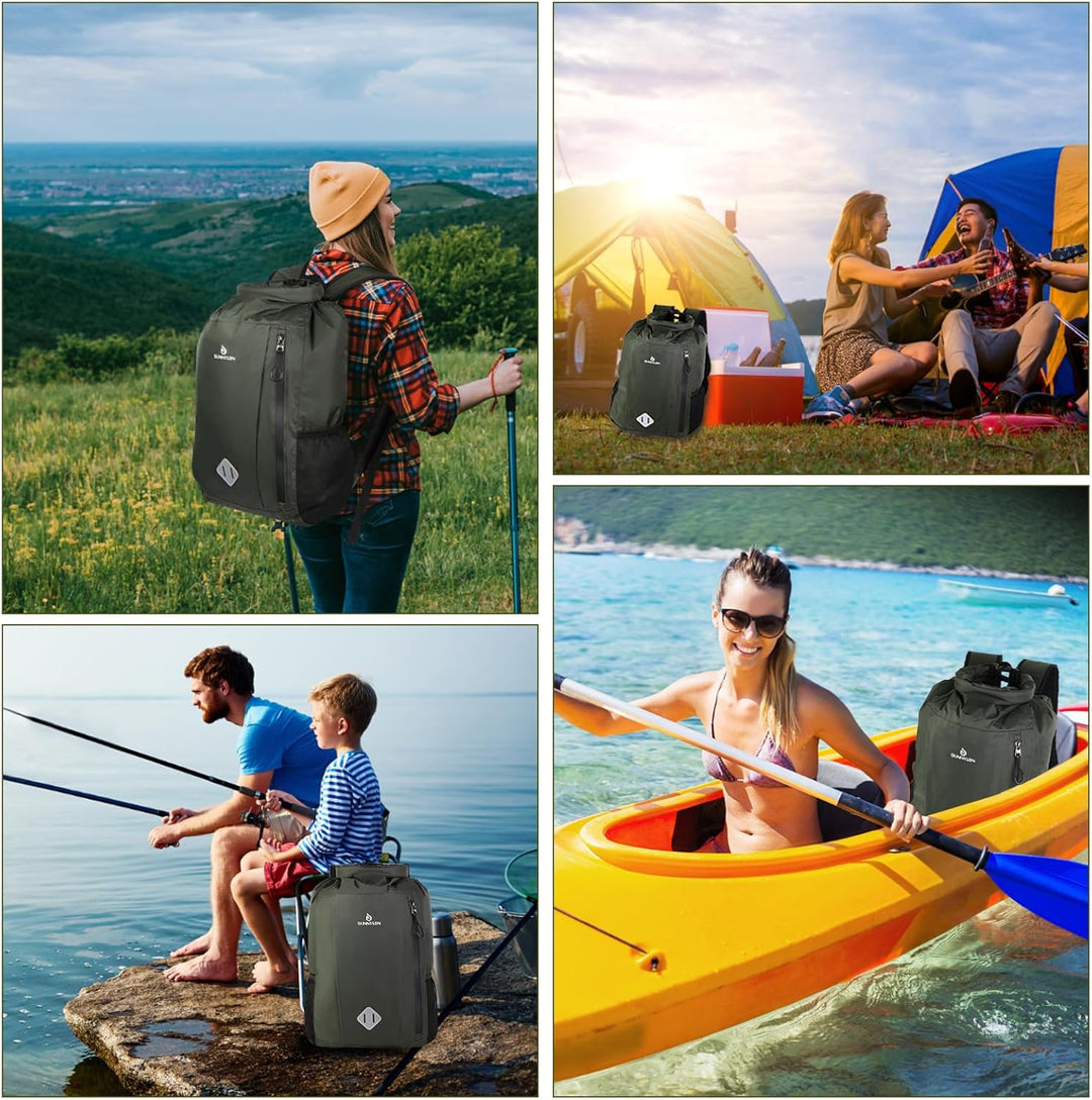 Dry Bag Rucksack,20L IPX8 wasserdichte Rucksack Rolltop mit Handyhülle,Wasserfester Tasche Schwimmen