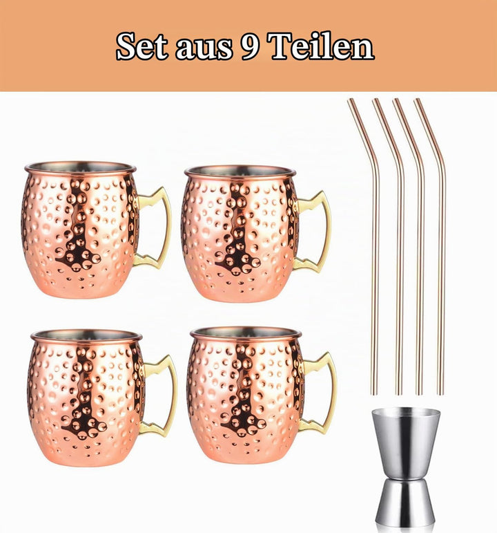 izdeel Moscow Mule Becher 4er Set Kupfer Becher 550ml für Cocktail, Gin, Bier, kalte Getränke, Zuhau