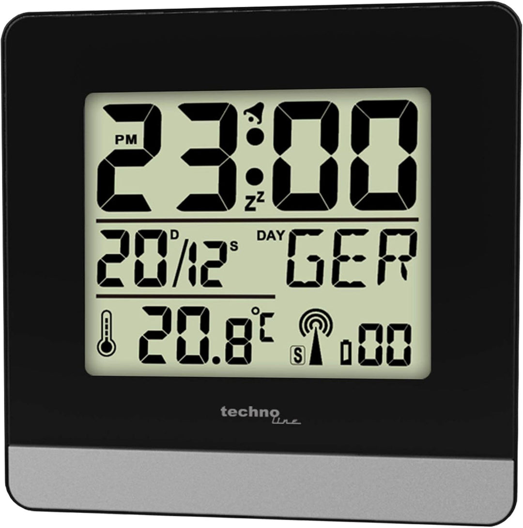 Technoline, WT 8000 Funk-Wanduhr, Ø 30cm, Schwarz & Funkwecker WT 260, 79 x 79 x 30 mm Schwarz Bundl
