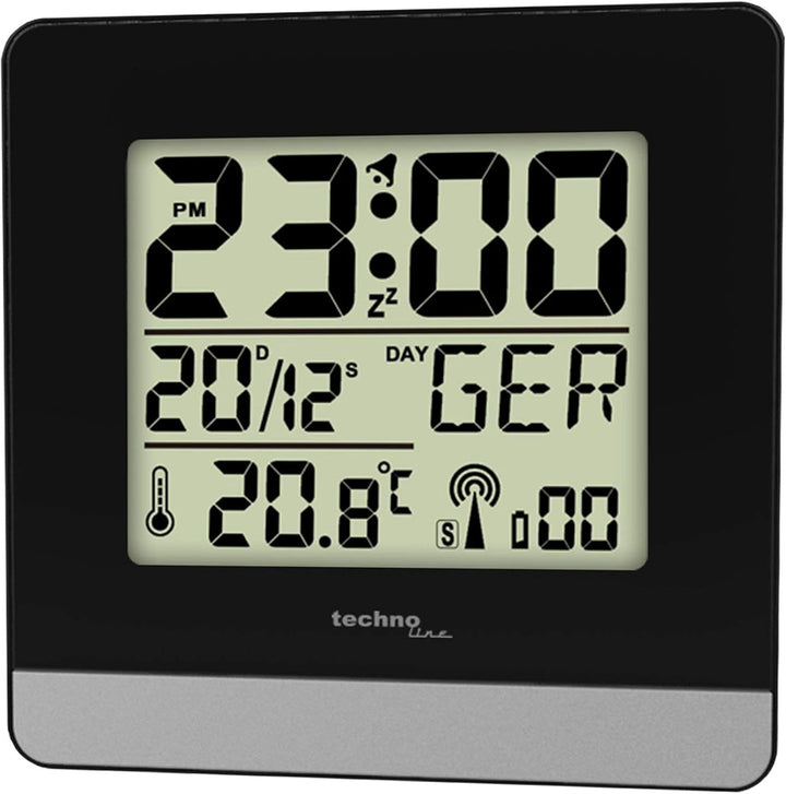 Technoline, WT 8000 Funk-Wanduhr, Ø 30cm, Schwarz & Funkwecker WT 260, 79 x 79 x 30 mm Schwarz Bundl