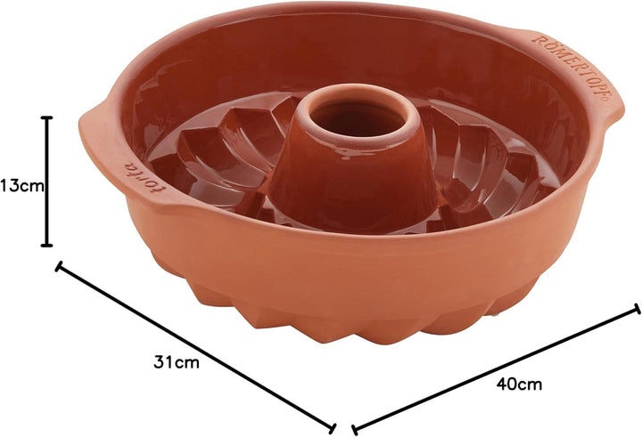 Römertopf Kuchenform Kranz Keramikform aus Naturton Ø 27,5cm 27,5 cm Kranz Form, 27,5 cm Kranz Form