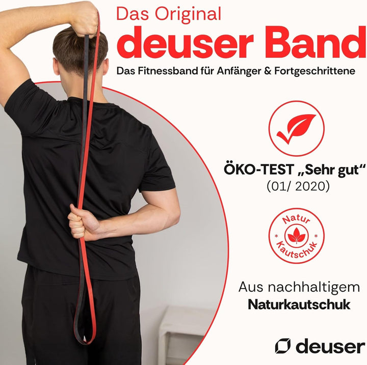 Deuserband Original Widerstandsband Gymnastikband aus Naturkautschuk, vegan, rutschfest, In Deutschl