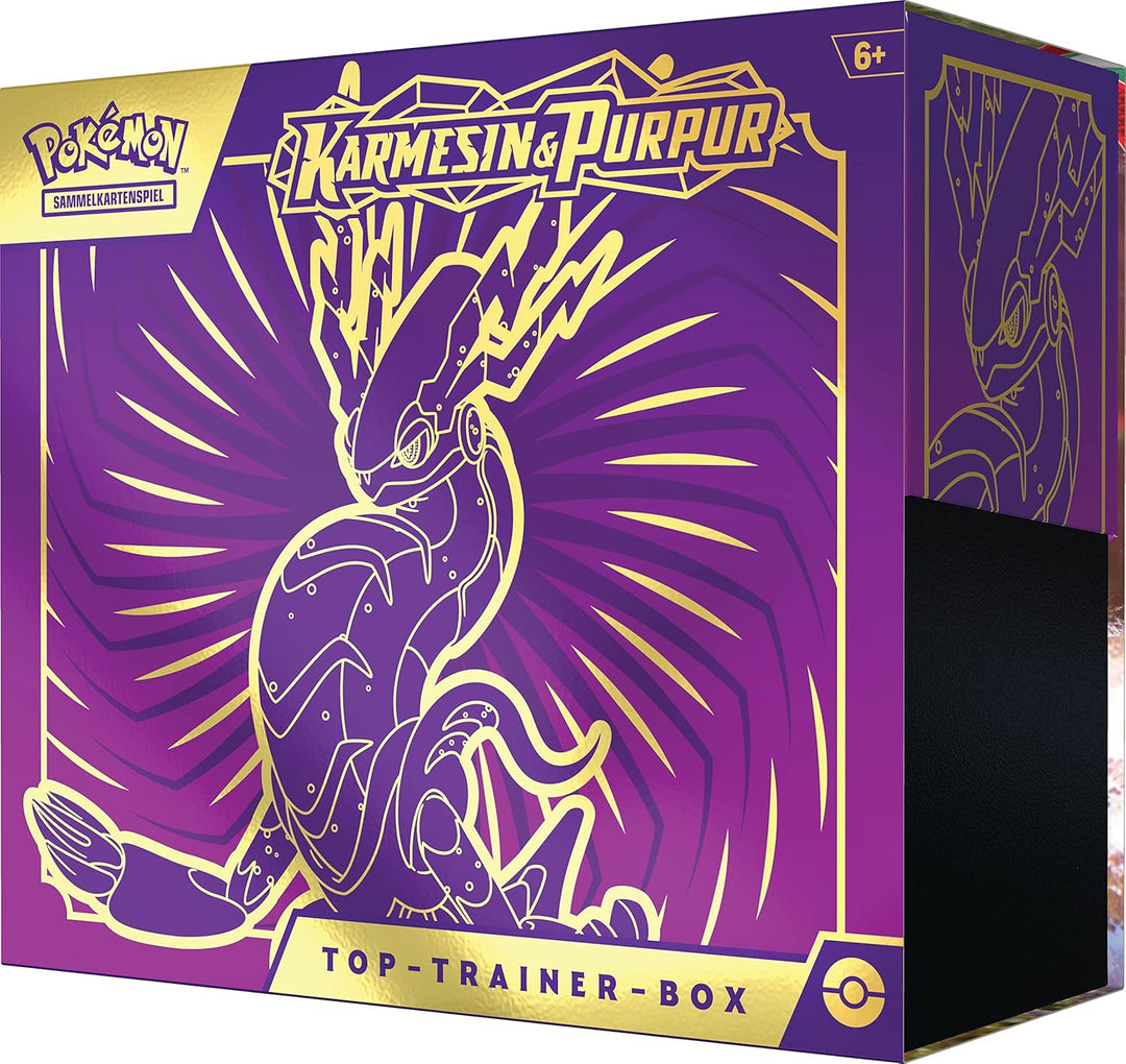 Pokémon-Sammelkartenspiel: Top-Trainer-Box Karmesin & Purpur (Miraidon) (9 Boosterpacks & Premium-Zu