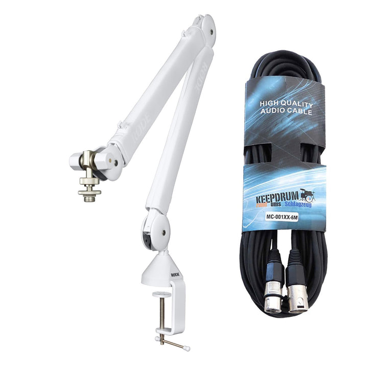 Rode PSA1+ Mikrofonarm Gelenkarm Weiss + keepdrum XLR-Kabel
