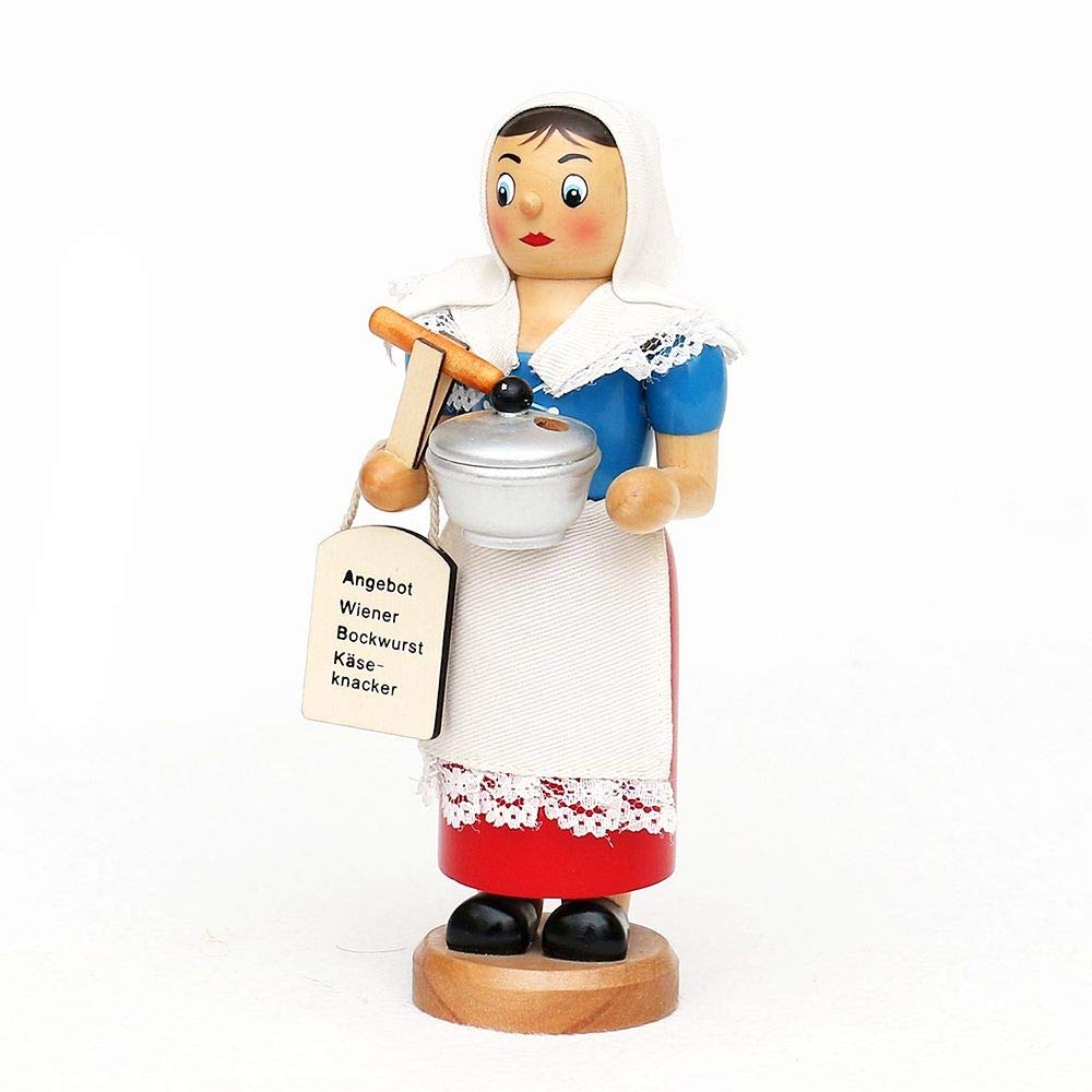 Wichtelstube-Kollektion Holz Räucherfrau Räuchermann Räuchermännchen Räucherfigur De Würschtle Fraa