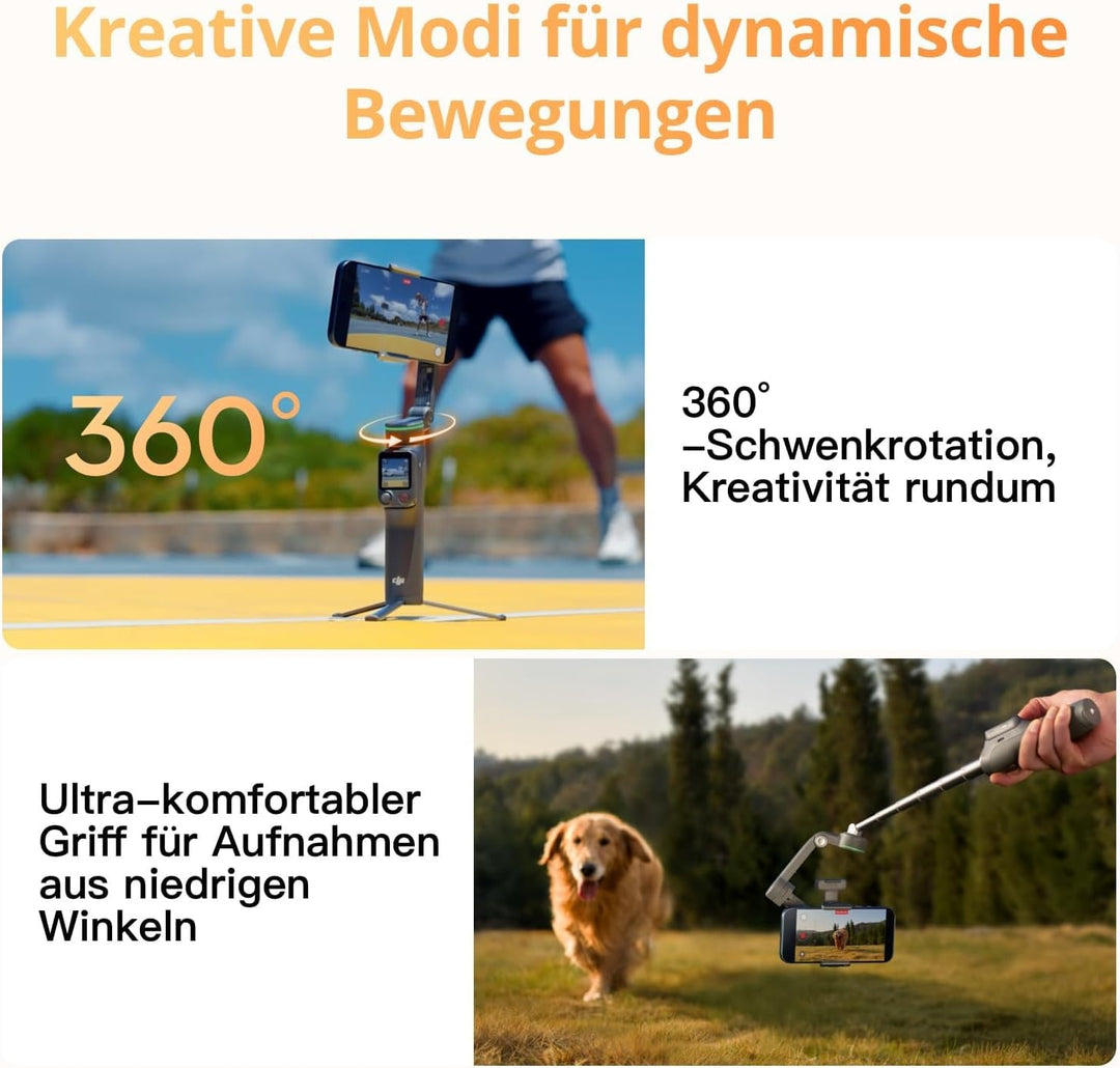 DJI Osmo Mobile 8P Vlog Combo mit Mic Mini 2 (1 TX+1 Mobile RX+Ladeschale), 360°-Schwenk Smartphone