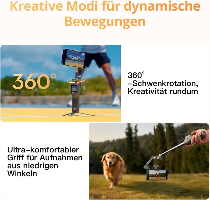 DJI Osmo Mobile 8P Vlog Combo mit Mic Mini 2 (1 TX+1 Mobile RX+Ladeschale), 360°-Schwenk Smartphone