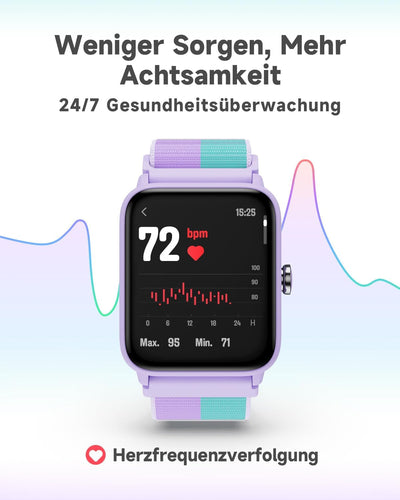 BIGGERFIVE Smartwatch Kinder, Fitness Tracker Uhr Digitale Fitnessuhr mit Schrittzähler, 24/7 Puls,