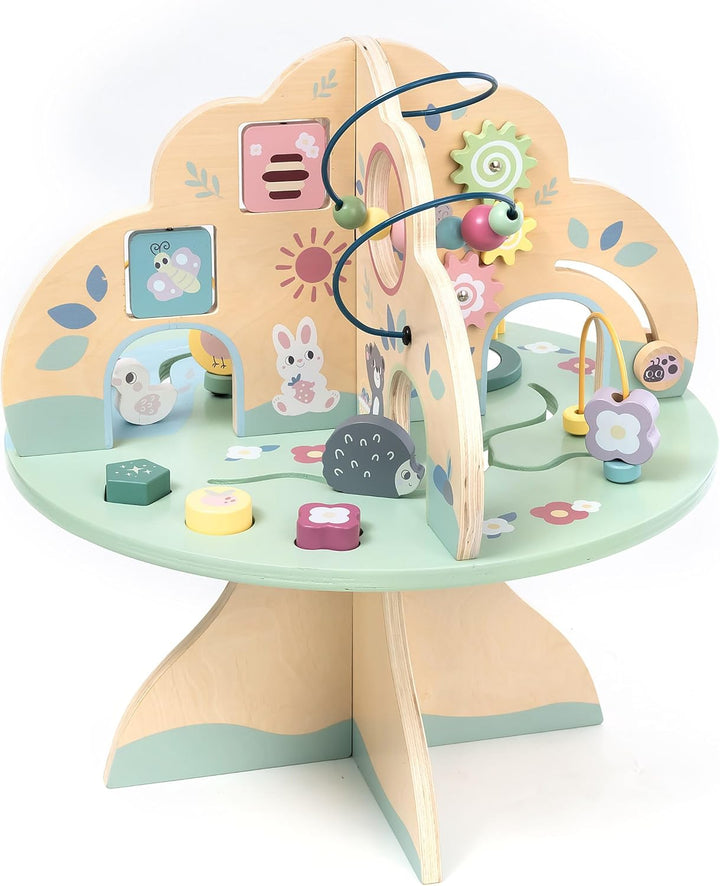 mamabrum Aktivitätstisch Holz für Baby Spielzeug 1 jahr – Spieltisch für Motorikschleife , Abakus &