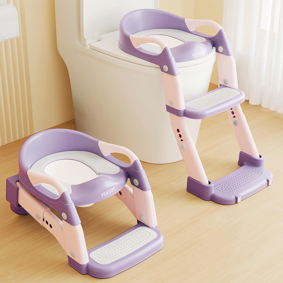 Yucch Toilettensitz Kinder mit Treppe – Upgraded 2-in-1 Kind Toilettensitz höhenverstellbar, rutschf