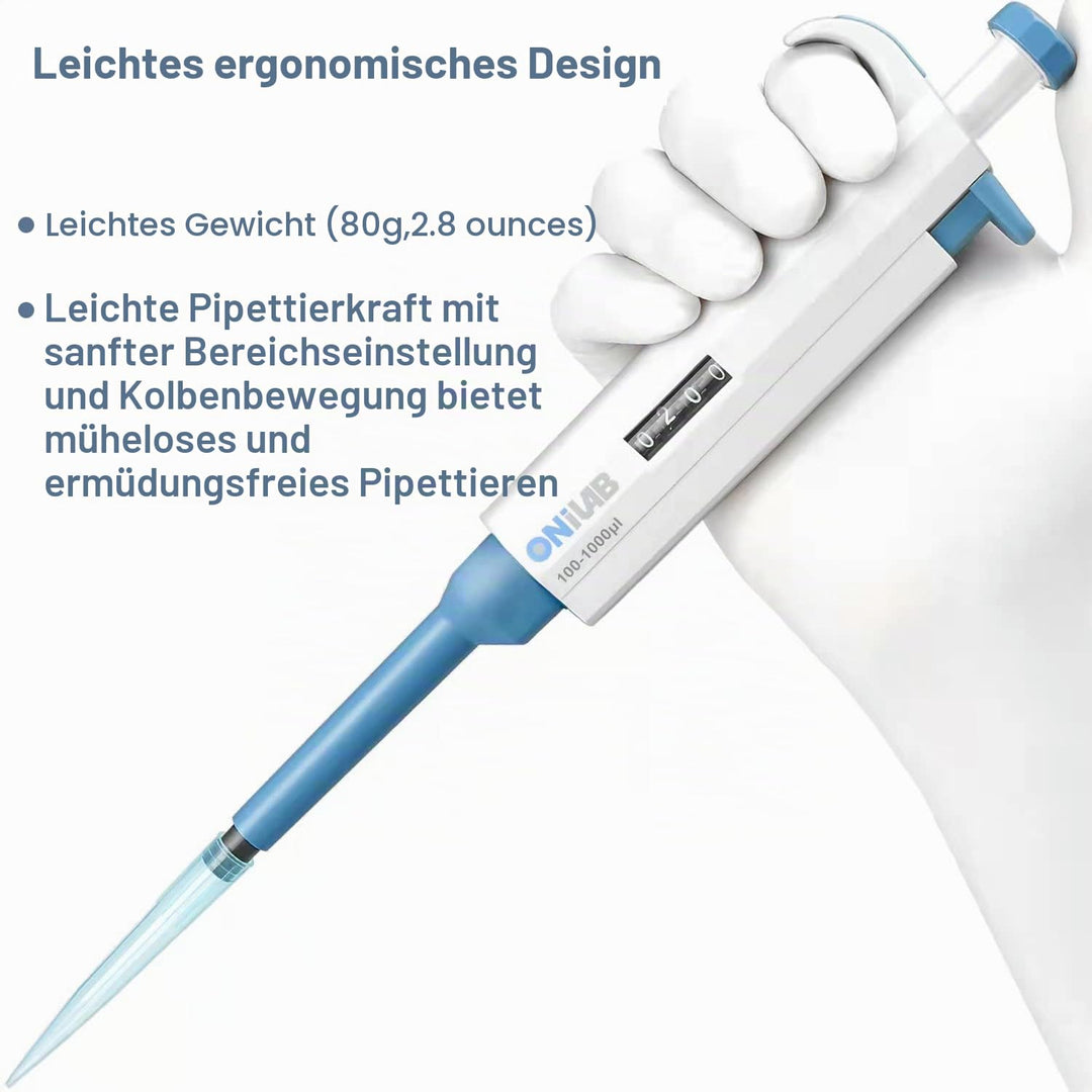 ONiLAB 0.1-2.5μl Labor Einkanal Pipette Scientific Labormikropipette Handbuch Einstellbares Volumen,