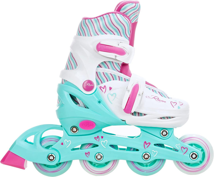 Kinder Inline Skates Inliner Raven Lia verstellbar mit LED Leuchtrad 30-33 (18-20,5cm) Raven Loret,