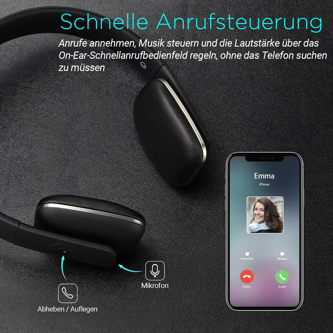 August EP636 - Bluetooth v4.1 NFC Kopfhörer - kabellose Bluetooth Stereo Kopfhörer mit Freisprechfun