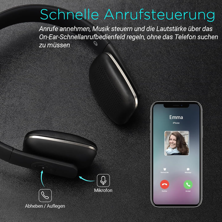 August EP636 - Bluetooth v4.1 NFC Kopfhörer - kabellose Bluetooth Stereo Kopfhörer mit Freisprechfun