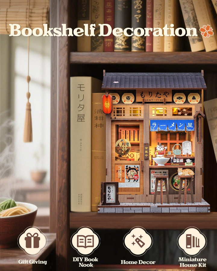CUTEBEE Book Nook Kit – DIY Puppenhaus Häuser, Miniatur Haus Selber Bauen für Erwachsene mit LED-Bel