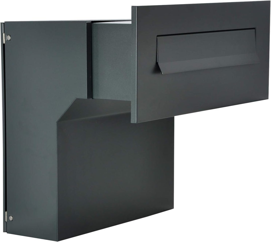 Mauerdurchwurf Briefkasten Anthrazitgrau matt C4 190-260 [mm] 3 Schlüssel Einbaubriefkasten Durchwur