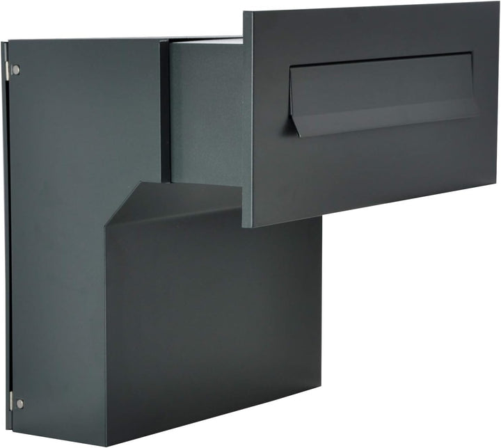 Mauerdurchwurf Briefkasten Anthrazitgrau matt C4 190-260 [mm] 3 Schlüssel Einbaubriefkasten Durchwur