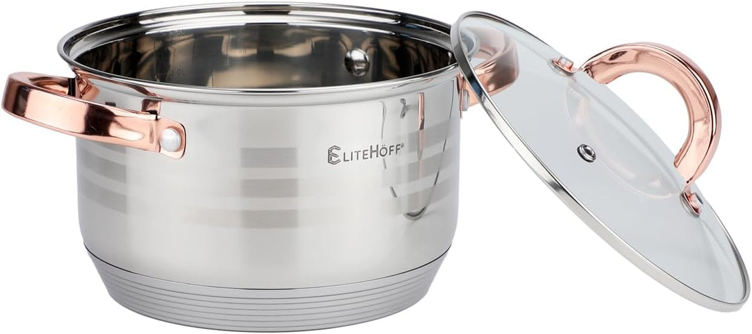 EliteHoff Topfset Induktion, Kochtopf Set mit Glasdeckel, 7-lagiger Edelstahl Topf- & Pfannensets mi