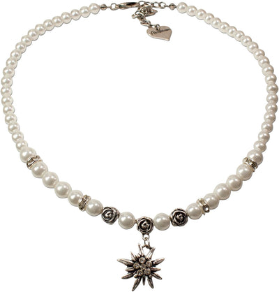 Alpenflüstern Trachtenschmuck-Set Perlen-Trachtenkette, Armband und Ohrstecker Strass-Edelweiss - Da