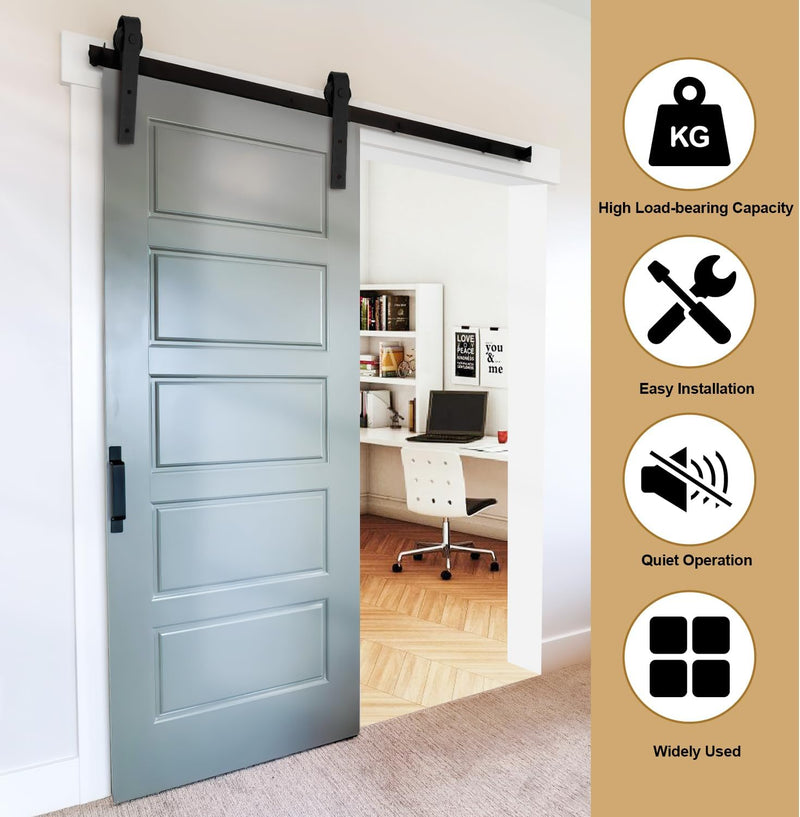 Jopassy 152cm(5FT) Schiebetürbeschlag, Schiebetürsystem Set, Schiebetüren Tragfähigkeit 150kg, Schie