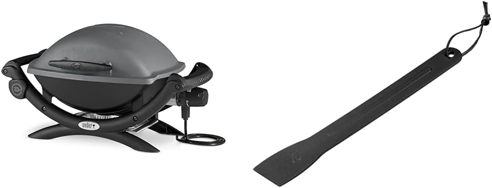 Weber Q1400 Elektrogrill, 43 x 32 cm, Dunkelgrau (52020079) & 6201 Grill-Schaber, Reinigungsspachtel