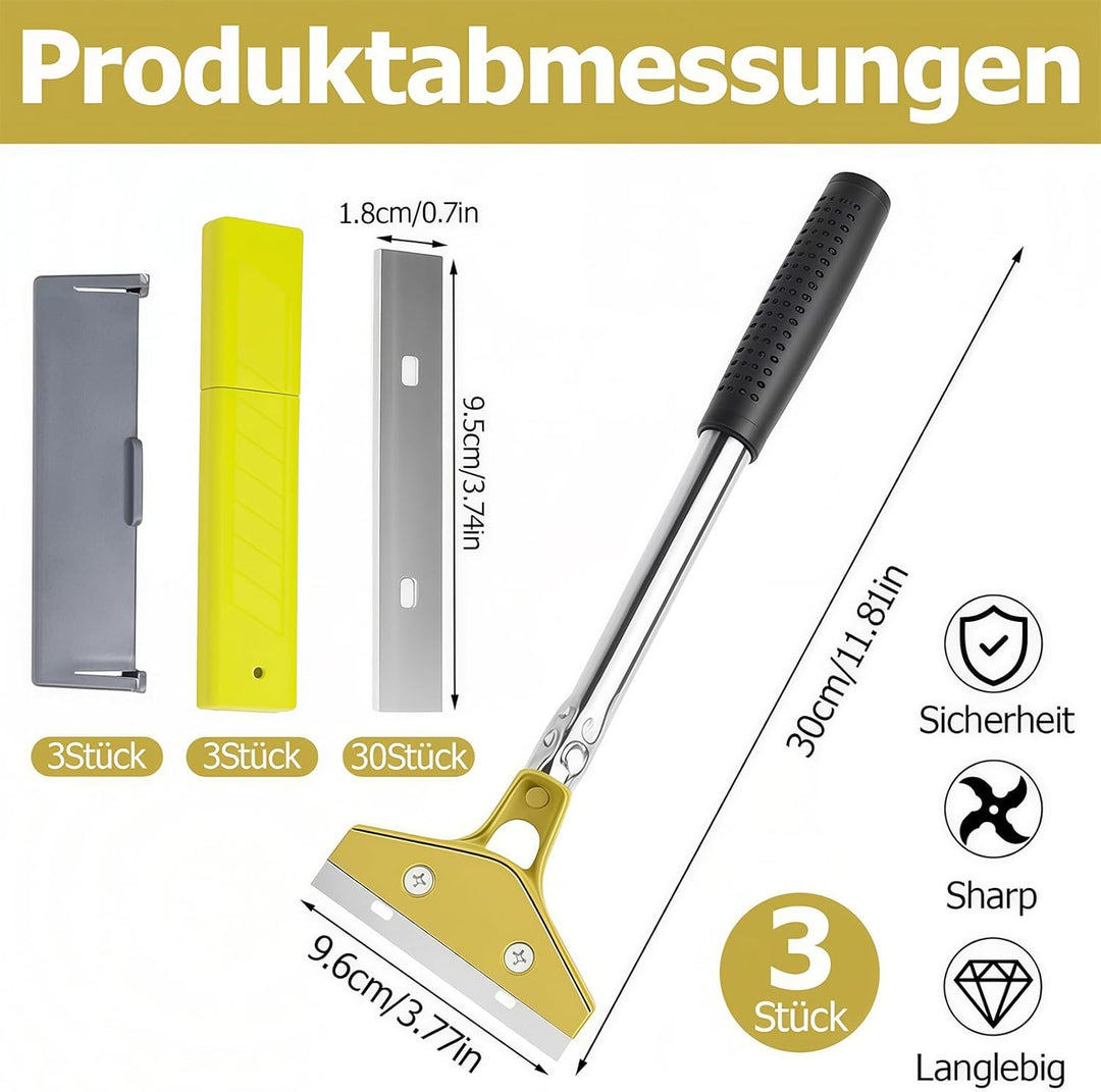 3 Stück Tapetenentferner Set, Tapetenschaber mit 30 Klingen, Tapetenschaber mit Gummigriff für Entfe