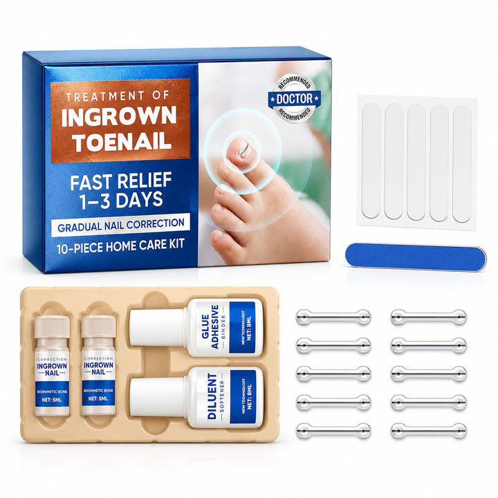 Eingewachsene Zehennägel Set Titan Nagelspange Fussnägel Korrektur, 10 Stück | 1er Pack, 5 Grössen 1