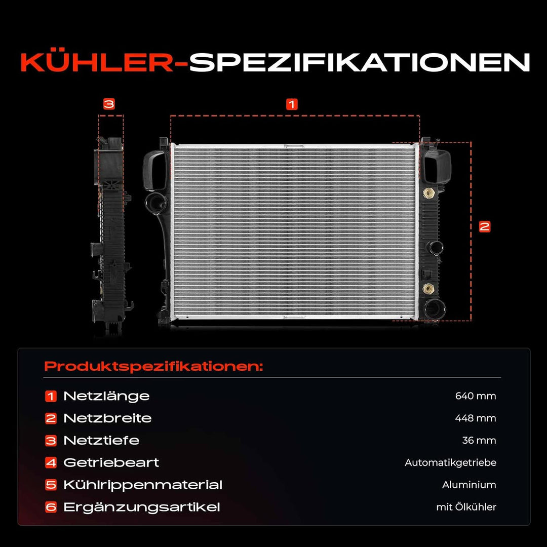 Frankberg Kühler Wasserkühler Motorkühler Kompatibel mit S-Klasse W221 S250 S280 S300 S320 S350 S400