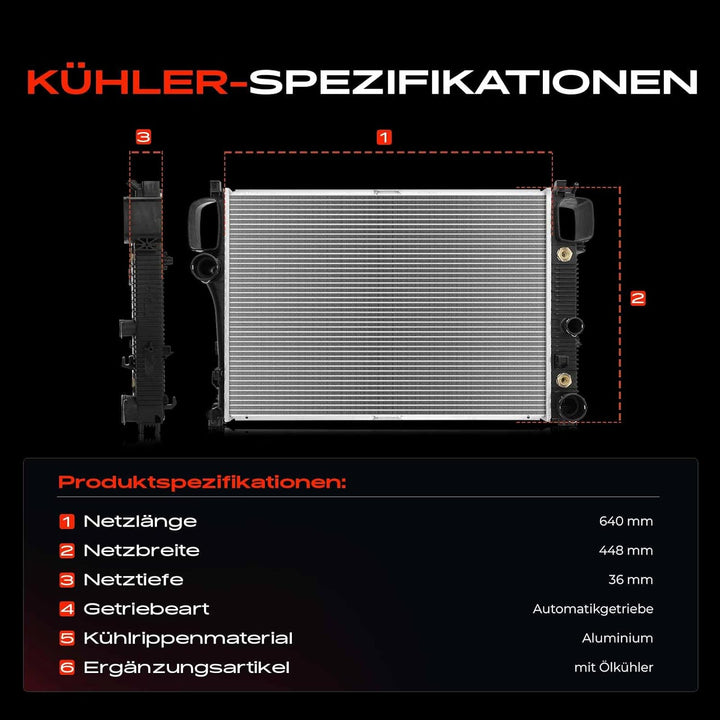 Frankberg Kühler Wasserkühler Motorkühler Kompatibel mit S-Klasse W221 S250 S280 S300 S320 S350 S400