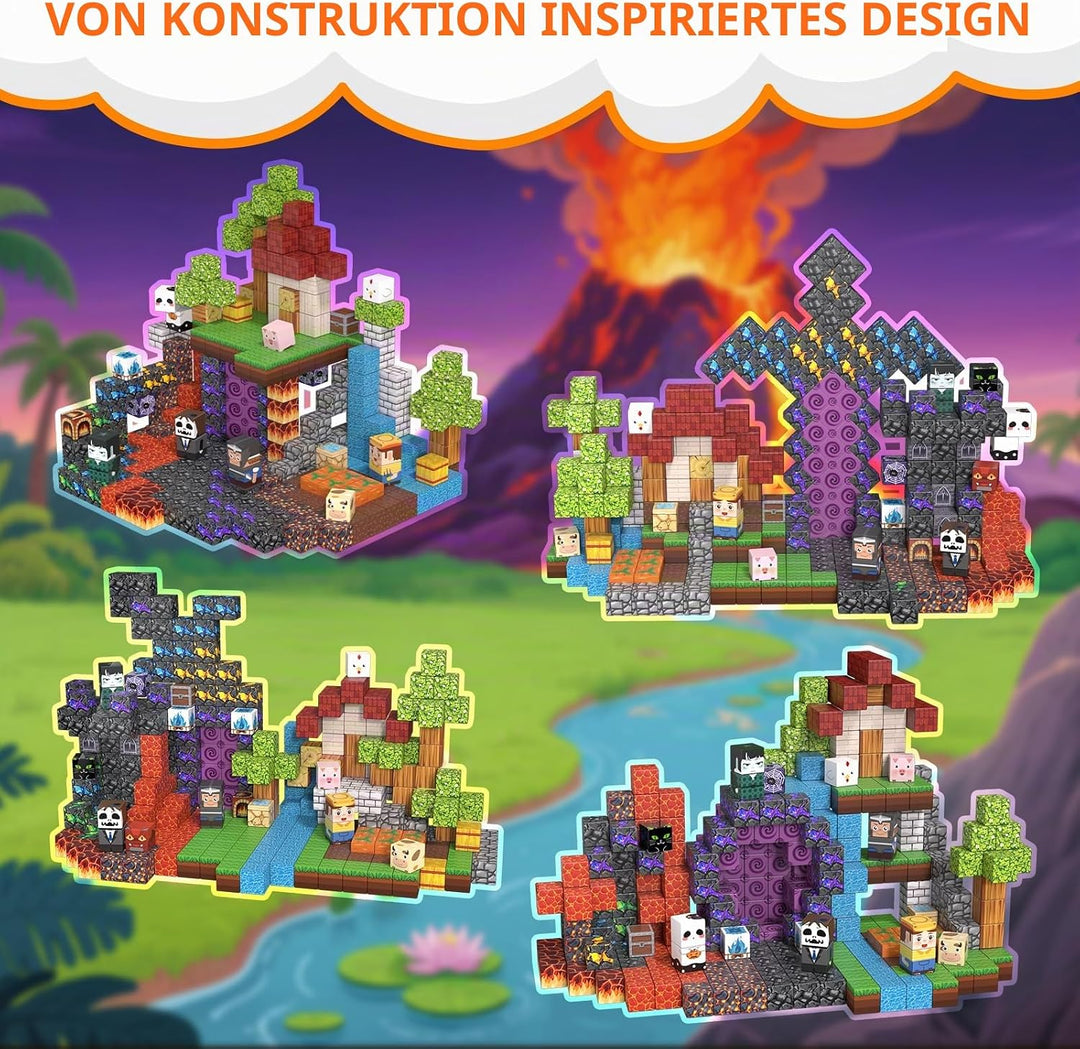 Vdealen 300 PCS Magnetische Bausteine, Stapelung Magnetwürfel Spielzeug für Kinder, STEM Montessori
