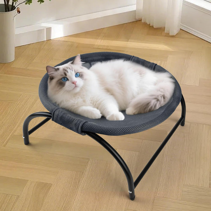 Katzen Hängematte, erhöhter Katzenbett mit abnehmbarem, Waschbarem Netzstoff, stehend katzenhängemat