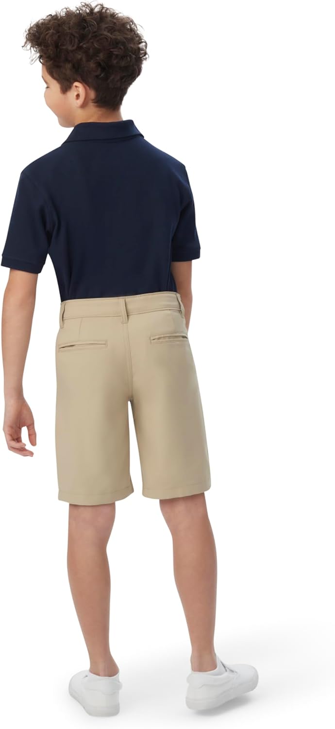 French Toast Boys' Little Flat Front Performance Stretch Short, Khaki, 4