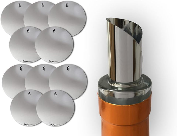10er/Set Original DropStop Weinausgiesser, Made in Dänemark, Tropfschutz, Weinfolie Plättchen, für F