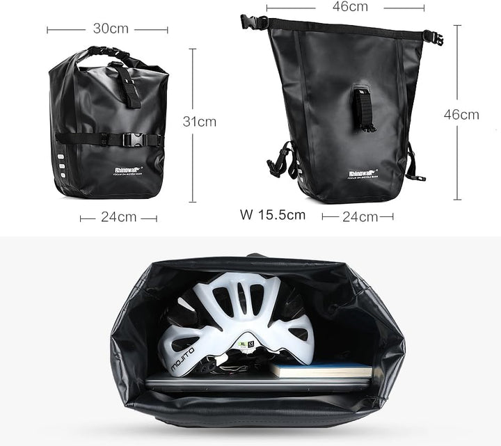 Rhinowalk 20L Fahrradtasche Wasserdicht Gepäckträgertasche Fahrrad Gepäckträger Seitentaschen Rollto