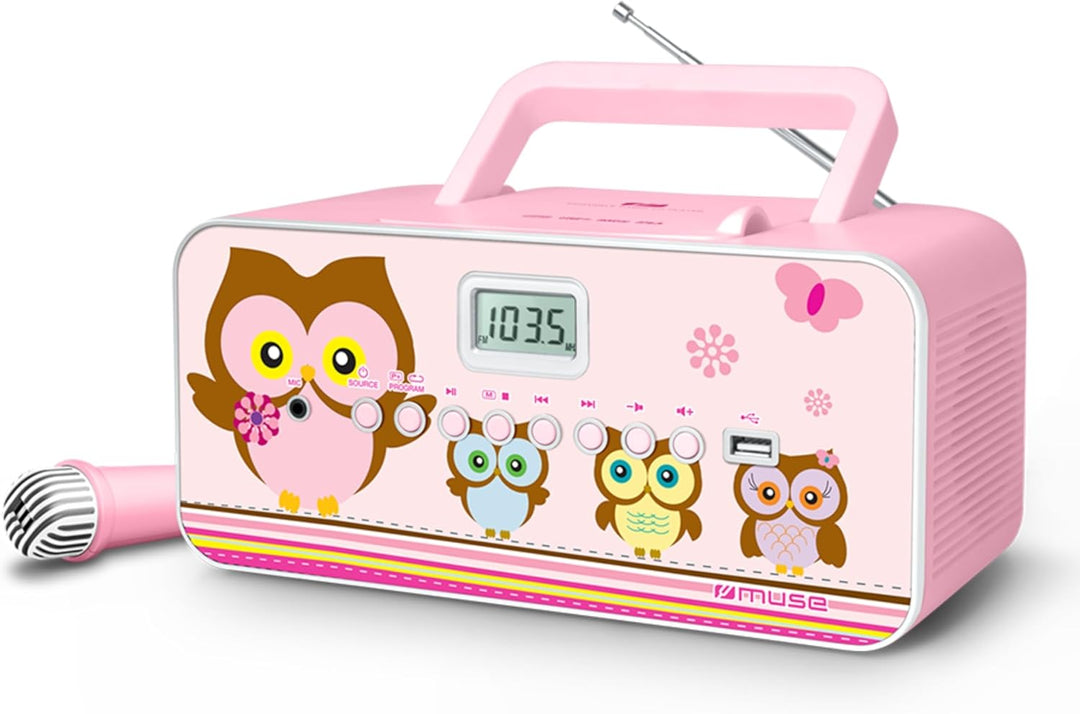 CD-Radio für Kinder mit Mikrofon und Sing-A-Long Karaoke Funktion (CD / MP3, USB, AUX-In, LCD-Displa