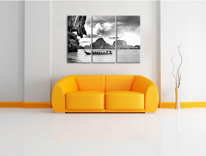 Pixxprint Thailand Phuket Playa Paradisiaca / 3-Teilig/Gesamtmass 120cm Leinwandbild bespannt auf Ho