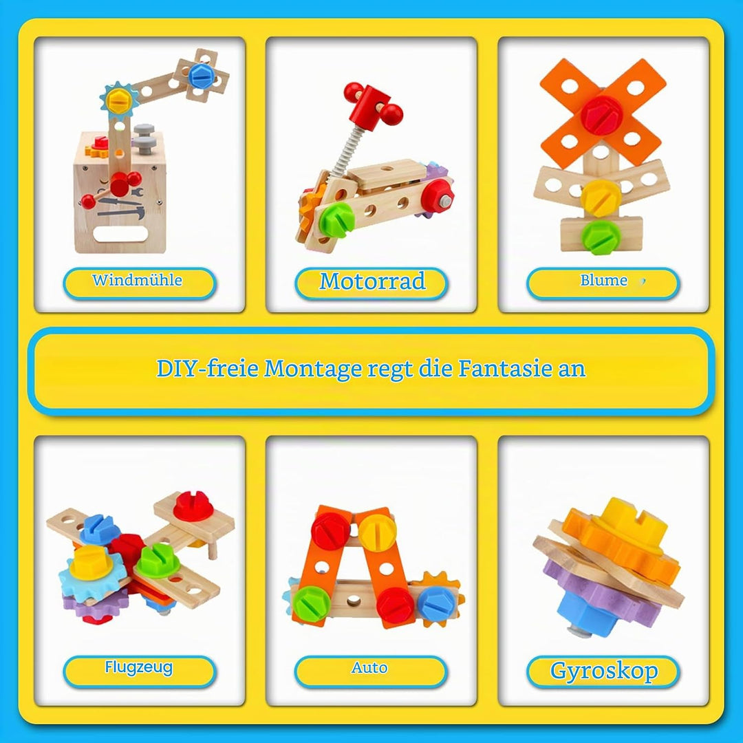 Montessori Spielzeug ab 2 3 4 5 Jahre,Holz werkzeugkoffer Kinder 29 Stück,motorikspielzeug,Hochwerti